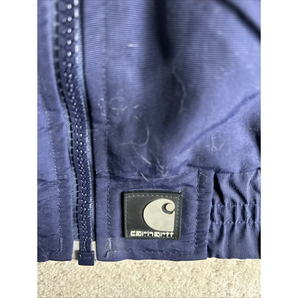 Vintage‎ Carhartt Jacket Mens   Blue J72 COB Puffer Fleece Fall Winter Nylon